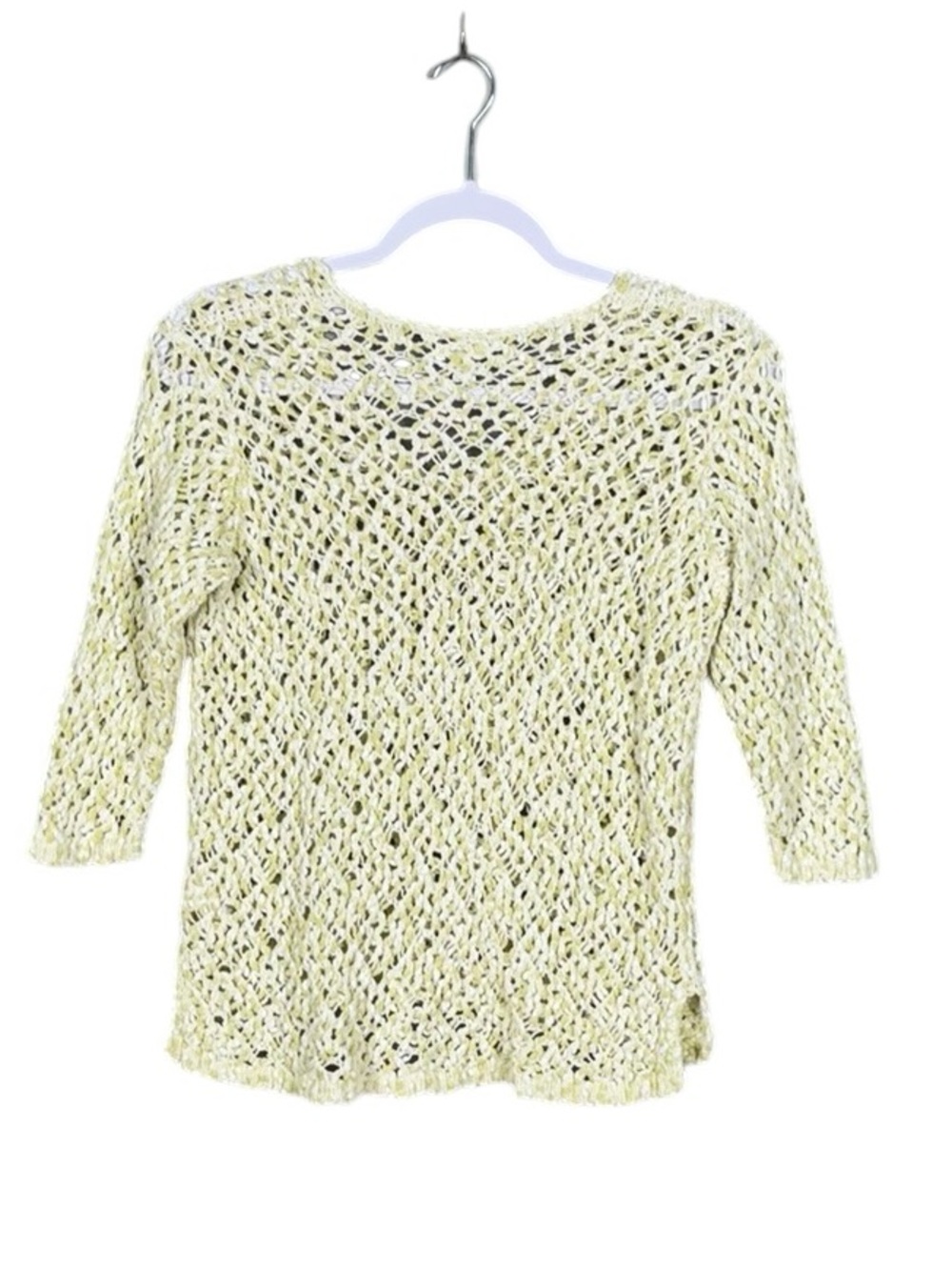 J Jill Womens Open Knit Sweater Small Beach Coastal Euro Summer Butter Yellow - Picture 3 of 7